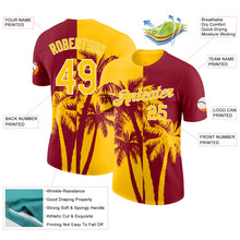 Загрузить изображение в средство просмотра галереи, Custom Crimson Yellow-White Hawaii Tropical Coastal Palm Trees Performance T-Shirt
