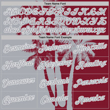 Load image into Gallery viewer, Custom Crimson Gray-White Hawaii Tropical Coastal Palm Trees Performance T-Shirt
