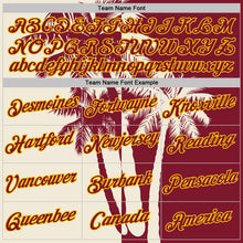 Загрузить изображение в средство просмотра галереи, Custom Crimson Cream-Yellow Hawaii Tropical Coastal Palm Trees Performance T-Shirt
