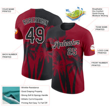 Load image into Gallery viewer, Custom Crimson Black-White Hawaii Tropical Coastal Palm Trees Performance T-Shirt
