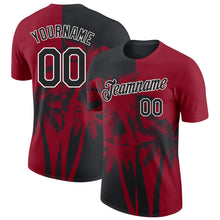 Load image into Gallery viewer, Custom Crimson Black-White Hawaii Tropical Coastal Palm Trees Performance T-Shirt
