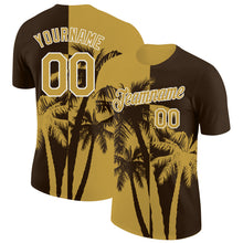 Load image into Gallery viewer, Custom Brown Old Gold-White Hawaii Tropical Coastal Palm Trees Performance T-Shirt
