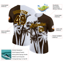 Загрузить изображение в средство просмотра галереи, Custom Brown White-Yellow Hawaii Tropical Coastal Palm Trees Performance T-Shirt
