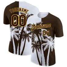 Загрузить изображение в средство просмотра галереи, Custom Brown White-Yellow Hawaii Tropical Coastal Palm Trees Performance T-Shirt
