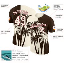 Загрузить изображение в средство просмотра галереи, Custom Brown Cream-Crimson Hawaii Tropical Coastal Palm Trees Performance T-Shirt
