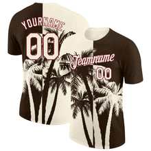 Загрузить изображение в средство просмотра галереи, Custom Brown Cream-Crimson Hawaii Tropical Coastal Palm Trees Performance T-Shirt
