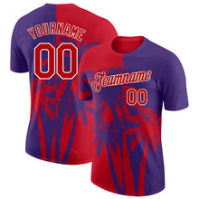 Load image into Gallery viewer, Custom Purple Red-White Hawaii Tropical Coastal Palm Trees Performance T-Shirt
