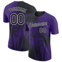 Load image into Gallery viewer, Custom Purple Black-White Hawaii Tropical Coastal Palm Trees Performance T-Shirt
