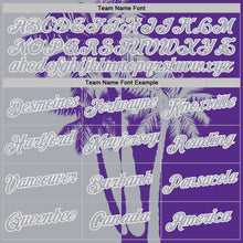 Загрузить изображение в средство просмотра галереи, Custom Purple Gray-White Hawaii Tropical Coastal Palm Trees Performance T-Shirt
