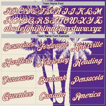 Load image into Gallery viewer, Custom Purple Cream-Crimson Hawaii Tropical Coastal Palm Trees Performance T-Shirt
