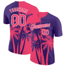 Load image into Gallery viewer, Custom Purple Neon Pink-White Hawaii Tropical Coastal Palm Trees Performance T-Shirt
