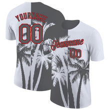 Загрузить изображение в средство просмотра галереи, Custom White Steel Gray-Red Hawaii Tropical Coastal Palm Trees Performance T-Shirt
