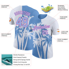 Laden Sie das Bild in den Galerie-Viewer, Custom White Light Blue-Pink Hawaii Tropical Coastal Palm Trees Performance T-Shirt
