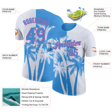 Загрузить изображение в средство просмотра галереи, Custom White Powder Blue-Pink Hawaii Tropical Coastal Palm Trees Performance T-Shirt
