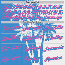 Загрузить изображение в средство просмотра галереи, Custom White Powder Blue-Pink Hawaii Tropical Coastal Palm Trees Performance T-Shirt

