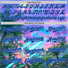 Laden Sie das Bild in den Galerie-Viewer, Custom Purple Dark Purple Pink-Sky Blue Cyber Tropical Palm Trees Psychedelic Sky Authentic Baseball Jersey
