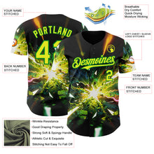 Загрузить изображение в средство просмотра галереи, Custom Black Neon Yellow-Grass Green Cyber Tropical Palm Trees Music Festival Authentic Baseball Jersey
