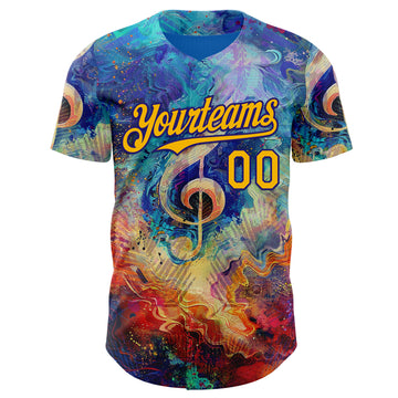 Custom Blue Gold Red-Dark Purple Cyber Tropical Palm Trees Music Festival Fluid Liquid Authentic Baseball Jersey