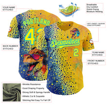 Charger l'image dans la galerie, Custom Yellow Light Yellow Blue-Lakes Blue Cyber Tropical Palm Trees Music Festival Gradient Neon Polka Dot Authentic Baseball Jersey

