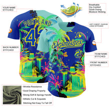 Загрузить изображение в средство просмотра галереи, Custom Thunder Blue Green-Light Yellow Cyber Tropical Palm Trees Music Festival Authentic Baseball Jersey
