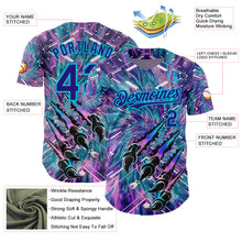 Загрузить изображение в средство просмотра галереи, Custom Purple Dark Purple Black-Lakes Blue Cyber Tropical Palm Trees Music Festival Claw Marks Authentic Baseball Jersey
