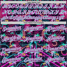 Загрузить изображение в средство просмотра галереи, Custom Black Ice Blue-Deep Pink Cyber Tropical Palm Trees Music Festival Authentic Baseball Jersey

