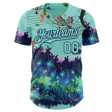 Laden Sie das Bild in den Galerie-Viewer, Custom Ice Blue-Navy Cyber Tropical Palm Trees Music Festival Authentic Baseball Jersey

