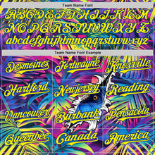 Загрузить изображение в средство просмотра галереи, Custom Purple Light Yellow-Royal Cyber Tropical Palm Trees Music Festival Gothic Fantasy Authentic Baseball Jersey
