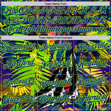 Laden Sie das Bild in den Galerie-Viewer, Custom Black Royal-Neon Green Cyber Tropical Palm Trees Music Festival Claw Marks Authentic Baseball Jersey

