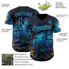 Laden Sie das Bild in den Galerie-Viewer, Custom Blue Black-Sky Blue Cyber Tropical Palm Trees Music Festival Gothic Fantasy Authentic Baseball Jersey
