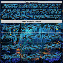 Laden Sie das Bild in den Galerie-Viewer, Custom Blue Black-Sky Blue Cyber Tropical Palm Trees Music Festival Gothic Fantasy Authentic Baseball Jersey
