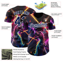 Загрузить изображение в средство просмотра галереи, Custom Black Navy Purple-White Cyber Tropical Palm Trees Music Festival Gothic Fantasy Authentic Baseball Jersey
