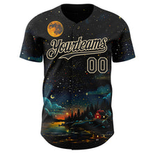 Charger l'image dans la galerie, Custom Black-Cream Galaxy Star Authentic Baseball Jersey
