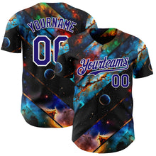 Загрузить изображение в средство просмотра галереи, Custom Black Dark Purple-White Galaxy Star Nebula Authentic Baseball Jersey
