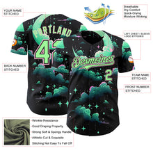 Загрузить изображение в средство просмотра галереи, Custom Black Pea Green-Light Pink Galaxy Star Nebula Authentic Baseball Jersey
