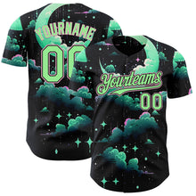 Загрузить изображение в средство просмотра галереи, Custom Black Pea Green-Light Pink Galaxy Star Nebula Authentic Baseball Jersey
