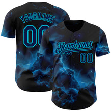 Charger l'image dans la galerie, Custom Black Navy-Lakes Blue Galaxy Star Nebula Authentic Baseball Jersey
