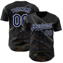 Загрузить изображение в средство просмотра галереи, Custom Black Navy-White Galaxy Star Authentic Baseball Jersey
