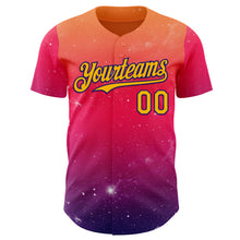 Charger l'image dans la galerie, Custom Orange Gold Red-Dark Purple Galaxy Star Gradient Authentic Baseball Jersey
