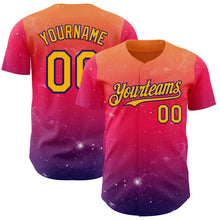 Charger l'image dans la galerie, Custom Orange Gold Red-Dark Purple Galaxy Star Gradient Authentic Baseball Jersey
