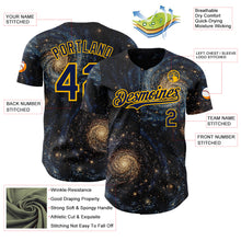 Загрузить изображение в средство просмотра галереи, Custom Black Navy-Gold Galaxy Star Authentic Baseball Jersey
