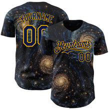 Загрузить изображение в средство просмотра галереи, Custom Black Navy-Gold Galaxy Star Authentic Baseball Jersey
