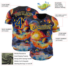 Загрузить изображение в средство просмотра галереи, Custom Black Royal-Gold Galaxy Star Nebula Authentic Baseball Jersey
