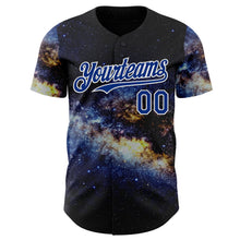 Load image into Gallery viewer, Custom Black Royal-White Galaxy Star Nebula Authentic Baseball Jersey
