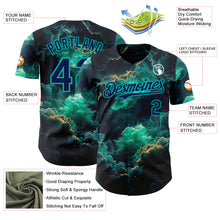 Загрузить изображение в средство просмотра галереи, Custom Navy-Aqua Galaxy Star Nebula Authentic Baseball Jersey
