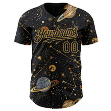 Charger l'image dans la galerie, Custom Black-Vegas Gold Galaxy Star Authentic Baseball Jersey

