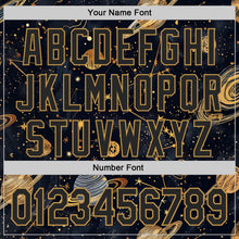 Charger l'image dans la galerie, Custom Black-Vegas Gold Galaxy Star Authentic Baseball Jersey
