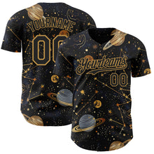 Charger l'image dans la galerie, Custom Black-Vegas Gold Galaxy Star Authentic Baseball Jersey
