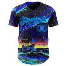 Charger l'image dans la galerie, Custom Black Thunder Blue-Lakes Blue Galaxy Star Authentic Baseball Jersey
