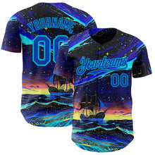 Charger l'image dans la galerie, Custom Black Thunder Blue-Lakes Blue Galaxy Star Authentic Baseball Jersey

